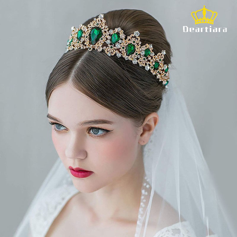 New Tiara Mahkota Kristal Mutiara Mewah Gaya Vintage Untuk Pengantin Wanita