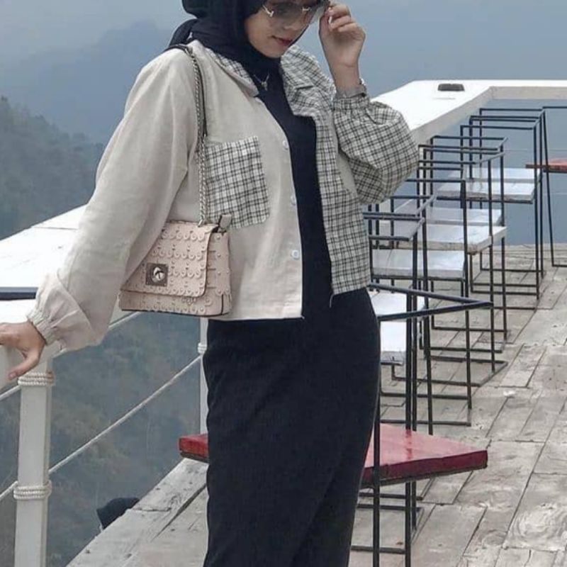 egafashion - KEMEJA TWO TONE CROP TOP / OUTER TWO TONE CROP / KEMEJA CROP TARTAN SHIRT