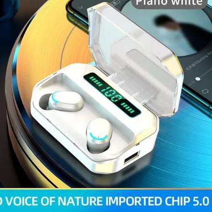 I6N8 headset f9 fingerprint led tws 5.0 earphone bluetooth stereo f9-5c - TWS F9-M8 PUTIH Terlaris