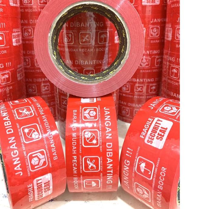 

Ready LAKBAN FRAGILE MERAH 100 METER FULL x 48 MM SELLER TERLARIS SUPER TEBAL ,.