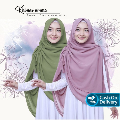 HIJAB KHIMAR 2 LAYER CERUTY KERUDUNG SYARI UMMA JILBAB 2 LAYER S