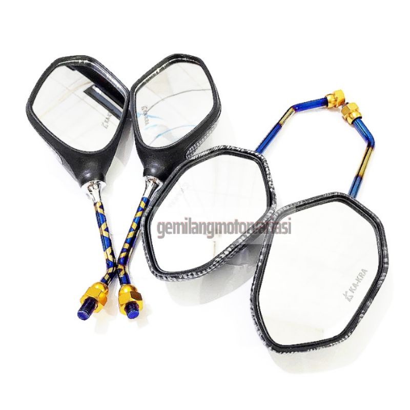 Spion Carbon Honda Sepasang Model Tiger Revo Supra x 125 Variasi Twotone Xxx Tangkai Panjang cocok semua motor honda beat vario 125 vario 150 pcx Adv scoopy supra tiger cb150r verza-5