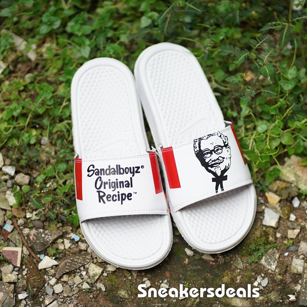 Sandal Boyz KFC White Nike Benassi Sandal Pria Slop Putih