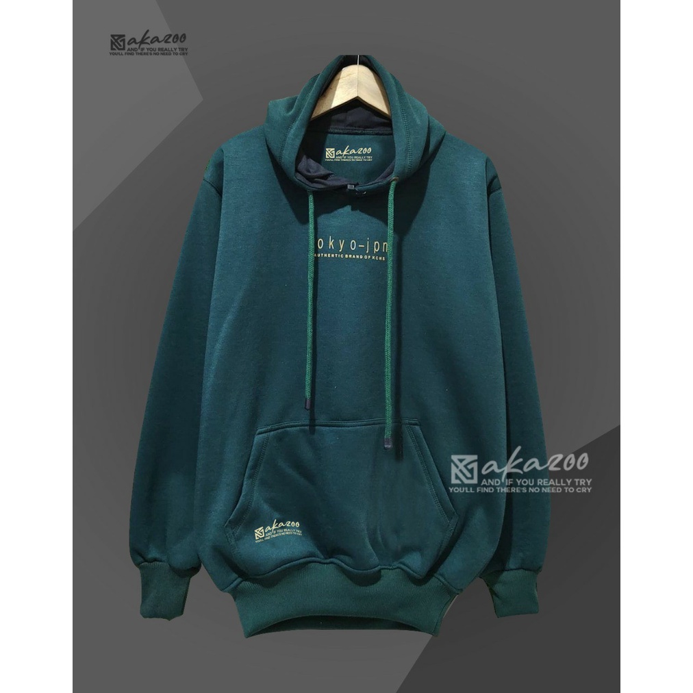 hoodie pria distro original brand AKAZOO warna hijau tokyo- jpn sablon putih switer cowok keren terbaru 2021 hodie oversize wanita korea style sweater wanita murah jumbo xxl hoodie polos tebal jamper pria unisex m L XL XXL premium akazo ofisal