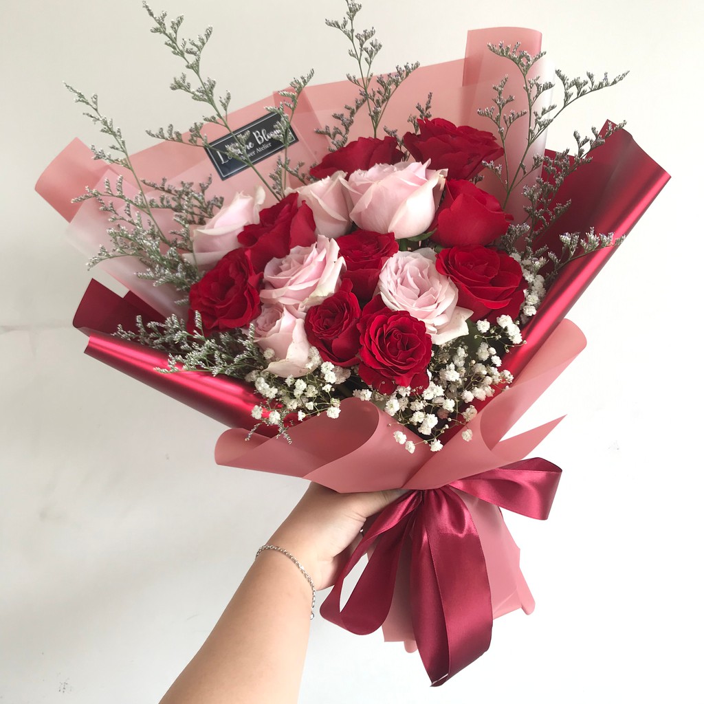 Roses Bouquet Bunga  wisuda asli Mawar 15 Tangkai 