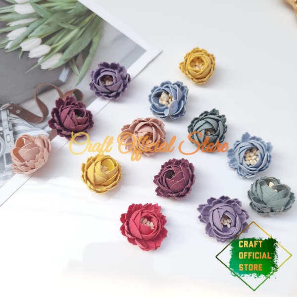 Aplikasi Bunga Suede Import Bahan Kerajinan DIY