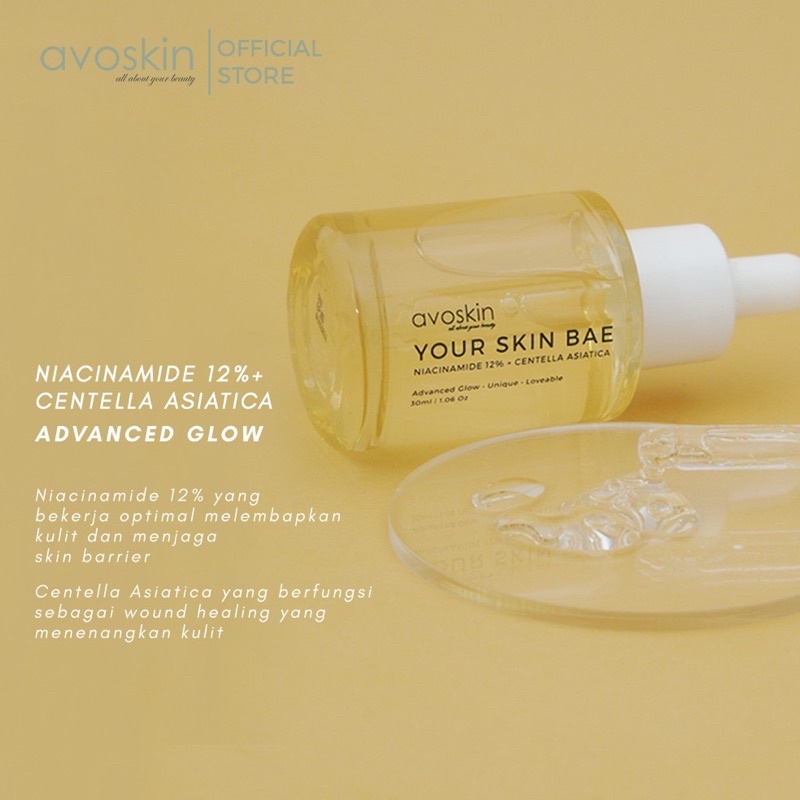 AVOSKIN Your Skin Bae SERUM Niacinamide 12% + Centella Asiatica 30ml BPOM Serum Pemutih Wajah