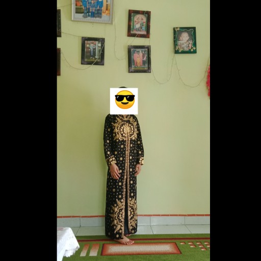 Gamis Batik Songket Palembang Motif Matahari Hitam