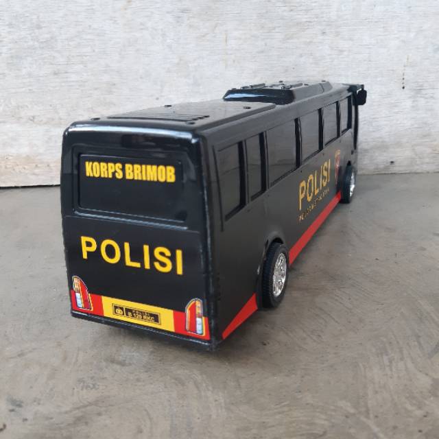 Mainan Mobil Bus Polisi - Miniatur Bis Brimob Dorong Anak Edukatif