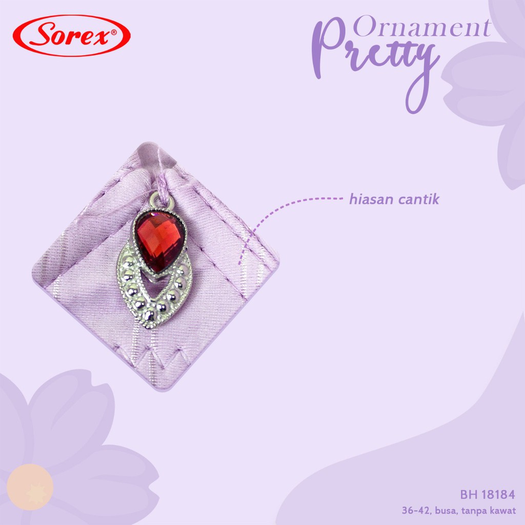 Sorex Bra Busa Tanpa Kawat Kait 3 Setara Cup B Ornament Pretty Harian BH 18184