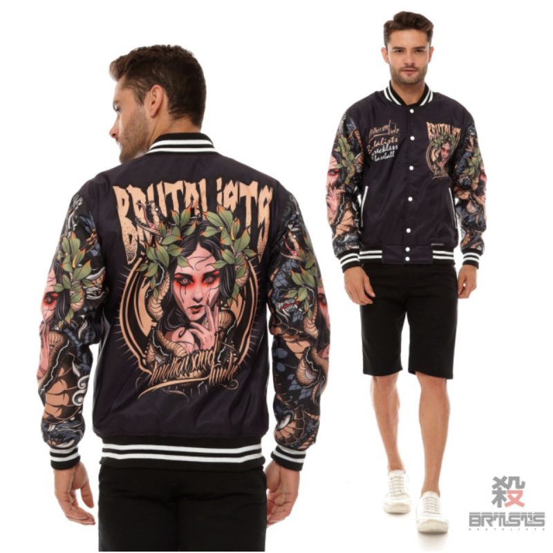 JAKET VARSITY BASEBALL BRUTALISTS DENIM JAKET UNISEX ORIGINAL PRIA WANITA-V02