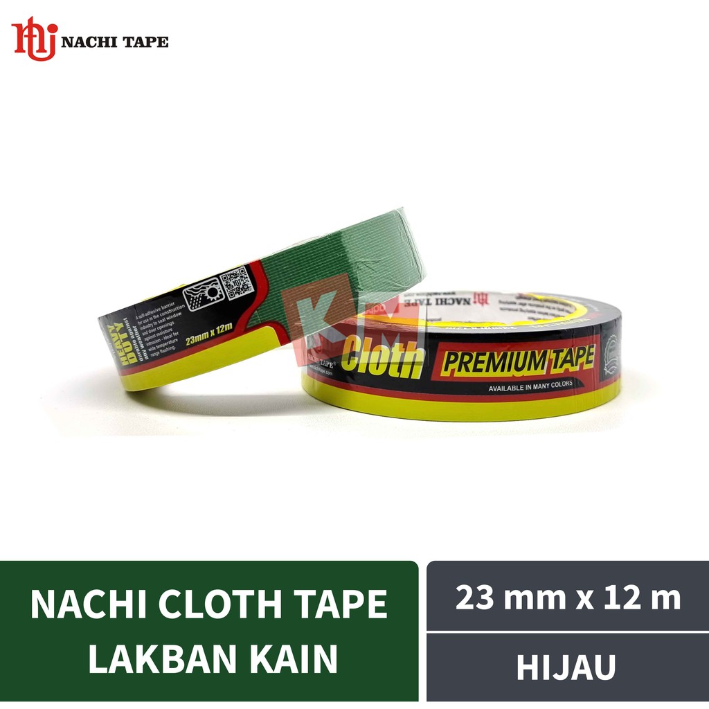 Lakban Kain Hijau Nachi Cloth Tape 23 mm / 1 Inch x 12 meter / 23mm