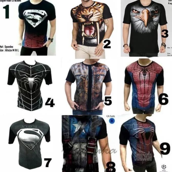 Sale Baju Kaos Superman Full Body Superhero Gym Fitnes Pria Cowok Terbaru