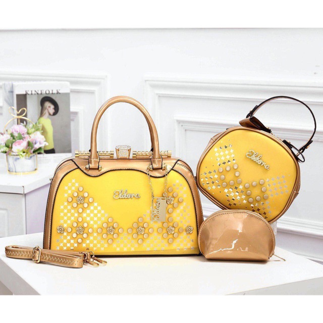 Tas Eldora Rosell ES1207 3in1 syafniegalery tas wanita original brand tasbatam tas behel glossy