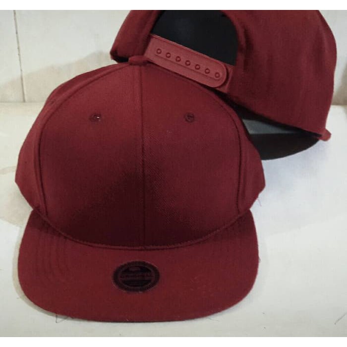 topi snapback hiphop polos merah marun / topi maroon full