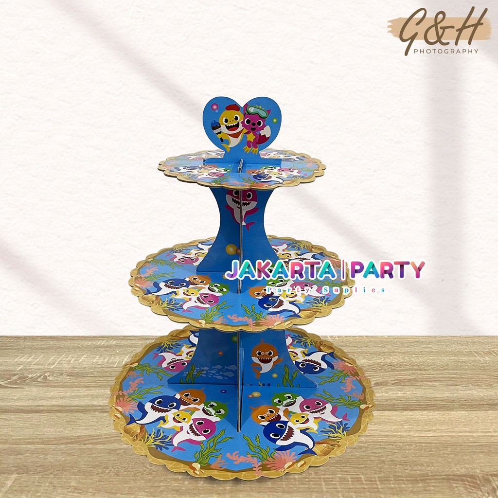 Stand Cake Baby Shark / Stand Cup Cake 3 Tier / Cup Cake Stand