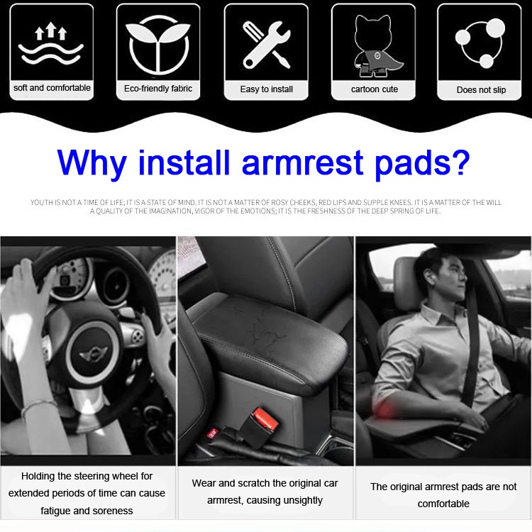 Car Armrest box cushion Armrest box cover Sarung Sandaran Tangan Multifungsi Hand pads Kotak Sandaran Tangan heightening pad