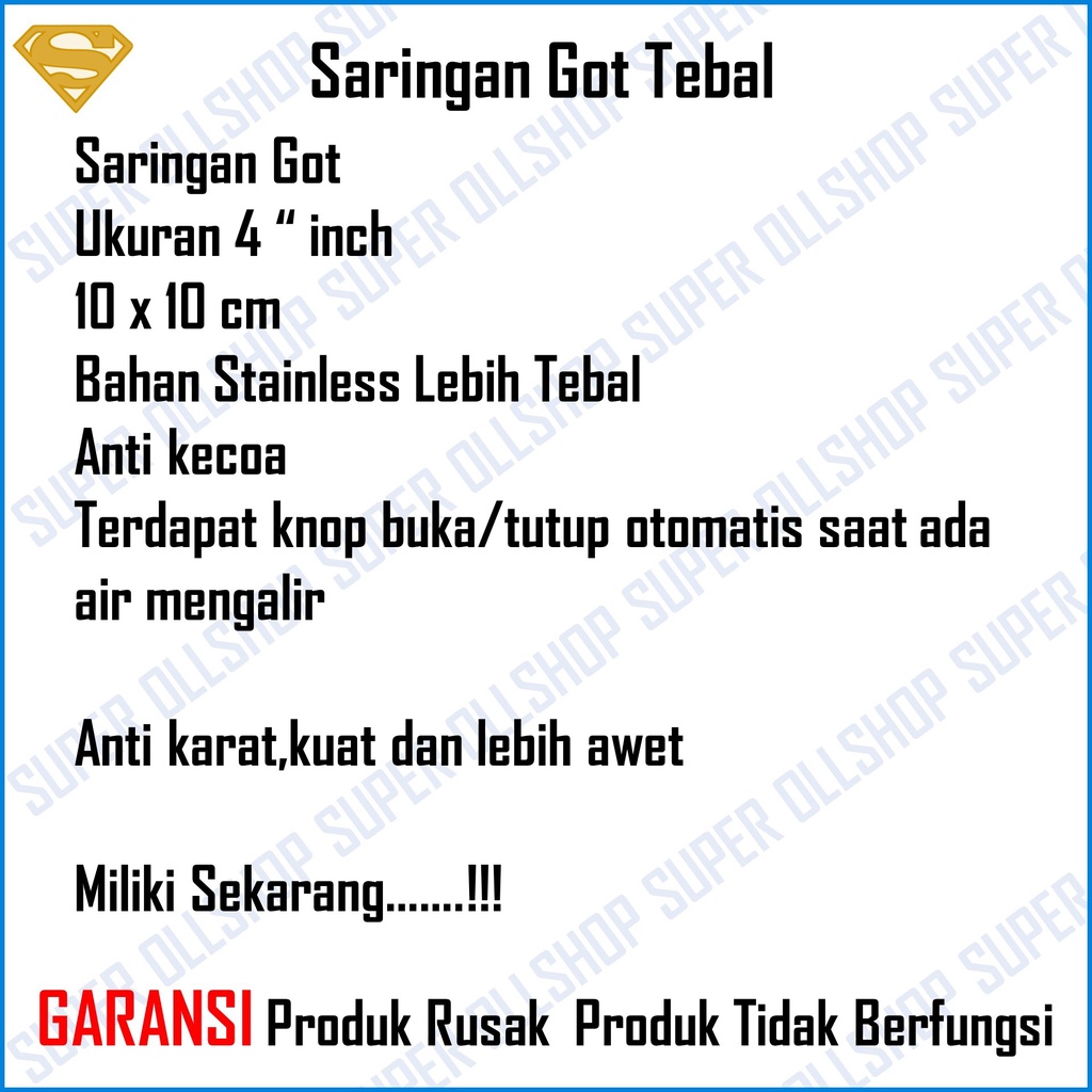 Saringan Got Stainless Anti Bau Serangga Kecoak Floor Drain Tebal Sargot Lantai Kamar Mandi Toilet