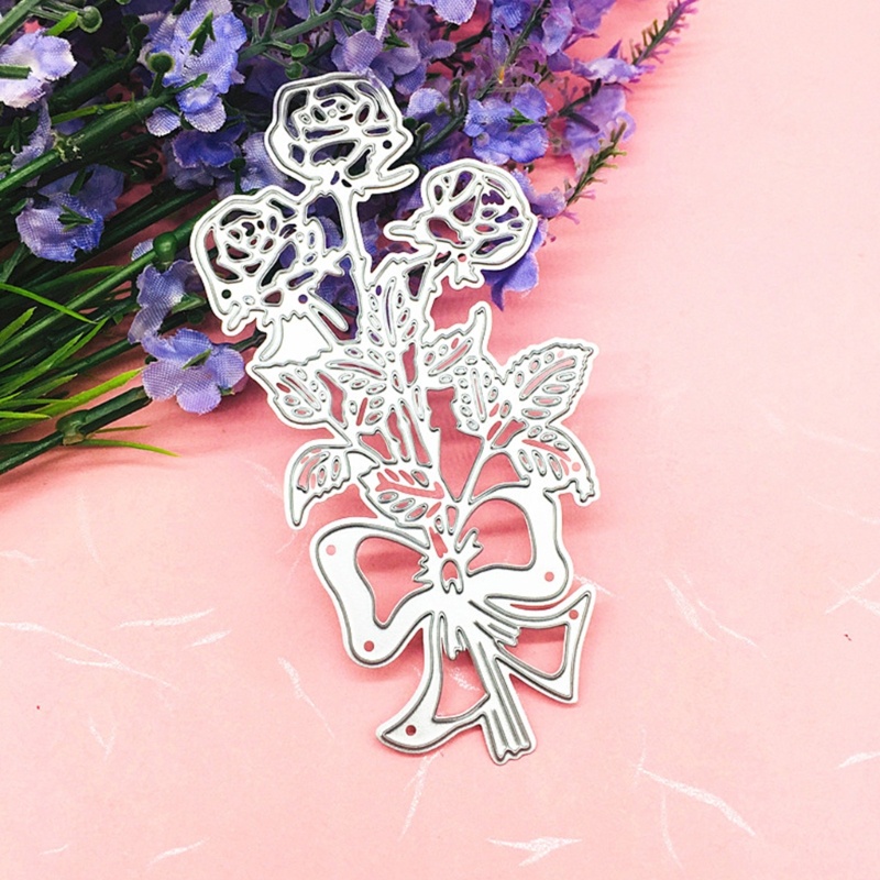 Cetakan Stensil Cutting Dies Motif Daun Dan Bunga Bahan Metal Untuk Scrapbook / Craft DIY