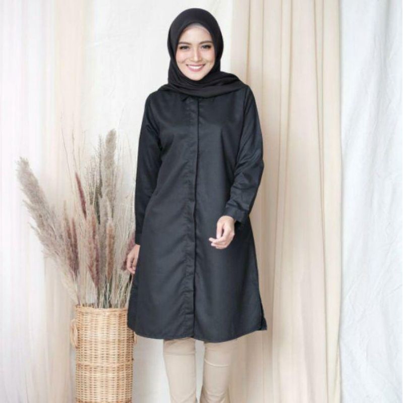 recommended tunik toyobo wanita lengan panjang long royal basic atasan premium katun polos putih