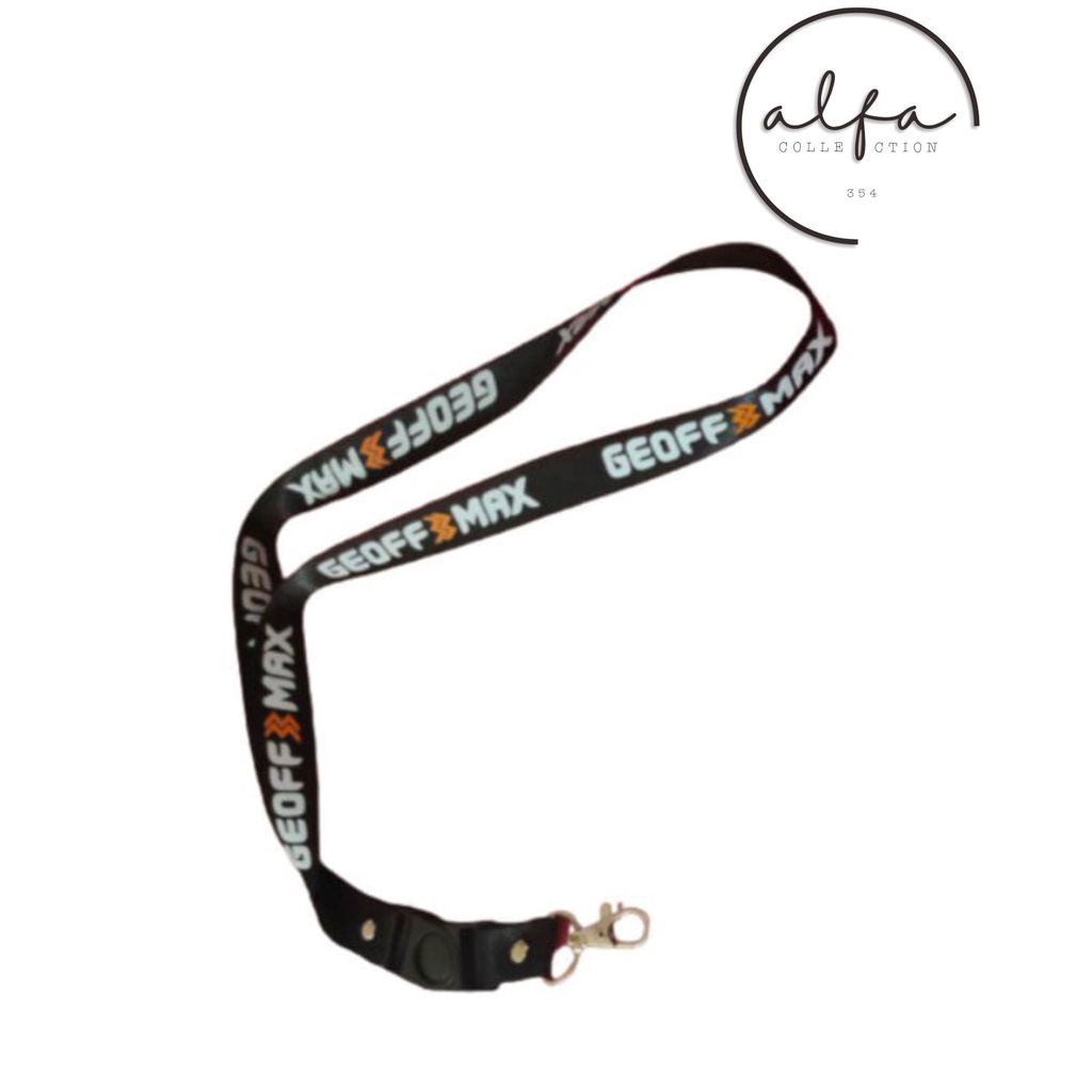 

lanyard gantungan GEOFF MAX logo/kunci/tulisan/tali kartu nama/flashdisk/key/kartu nama/idcard/hp