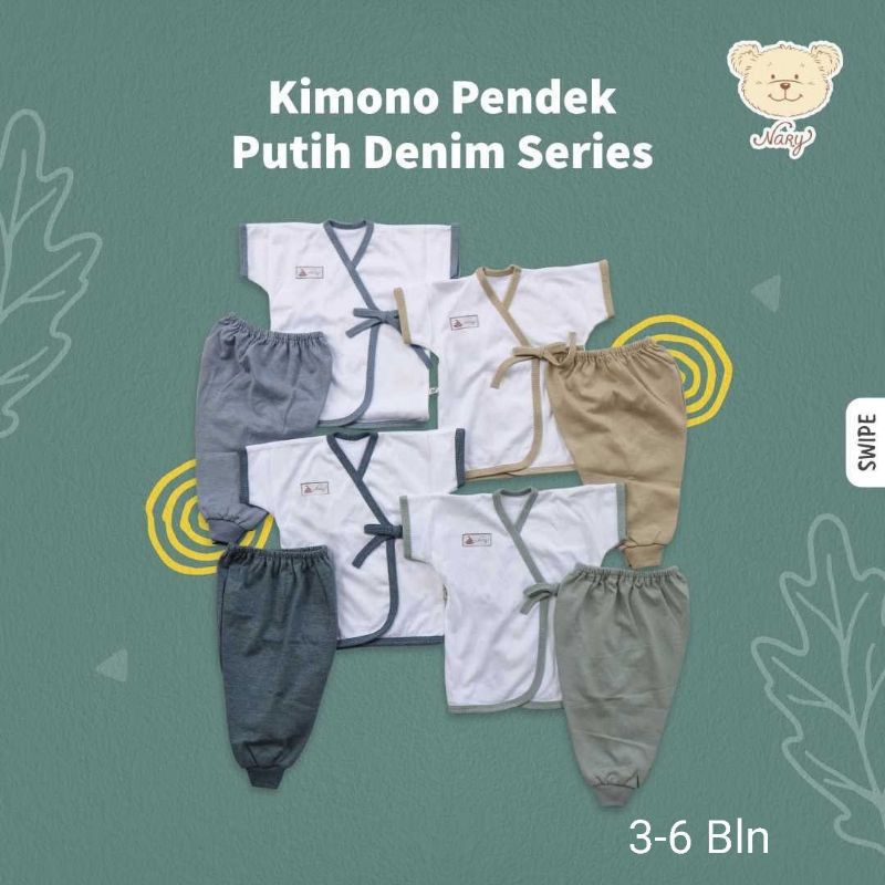 Kimono Baju Pendek Bayi Celana Pendek Denim Baby 0-6 Bulan - Nary