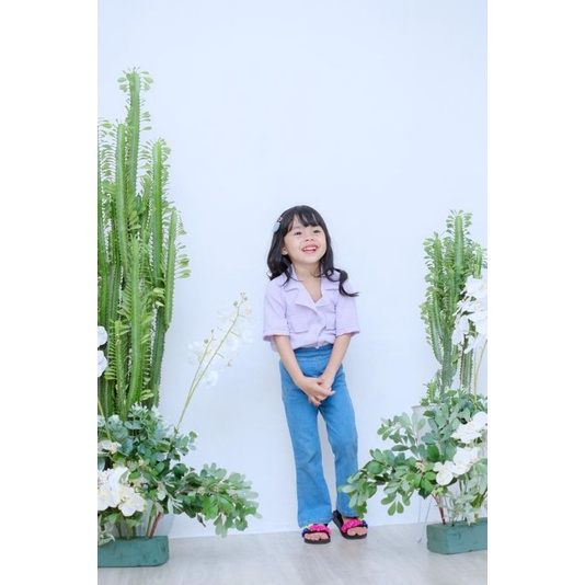 Camelia Kids Top by Keenanthi / Kemeja Crincle Anak / Kemeja Airflow Anak / Kemeja Anak / Atasan Anak / Kemeja Pocket Anak