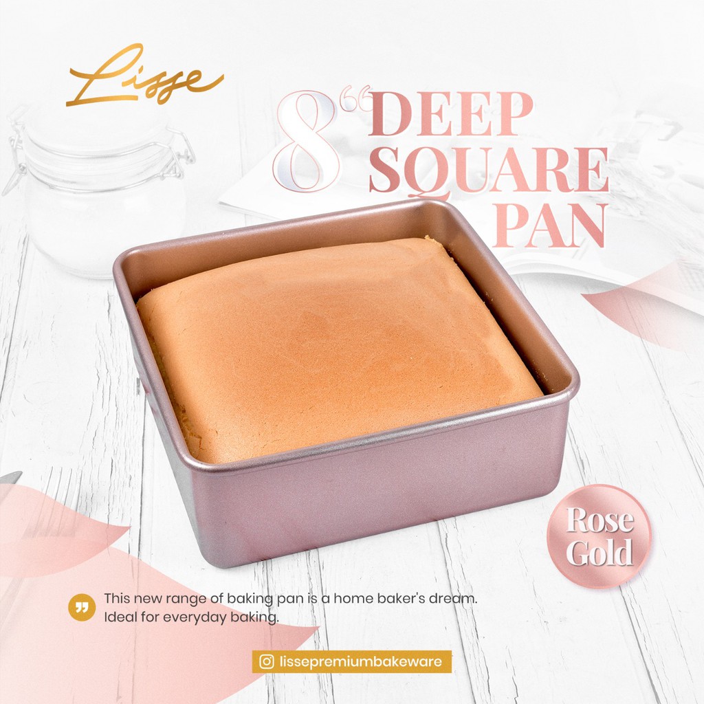 Loyang Deep Square Pan Persegi 8 Inch Merk Lisse Anti Lengket