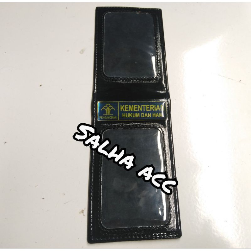 

name tag dompet kulit id card saku glossy logo pengayoman 2slot card