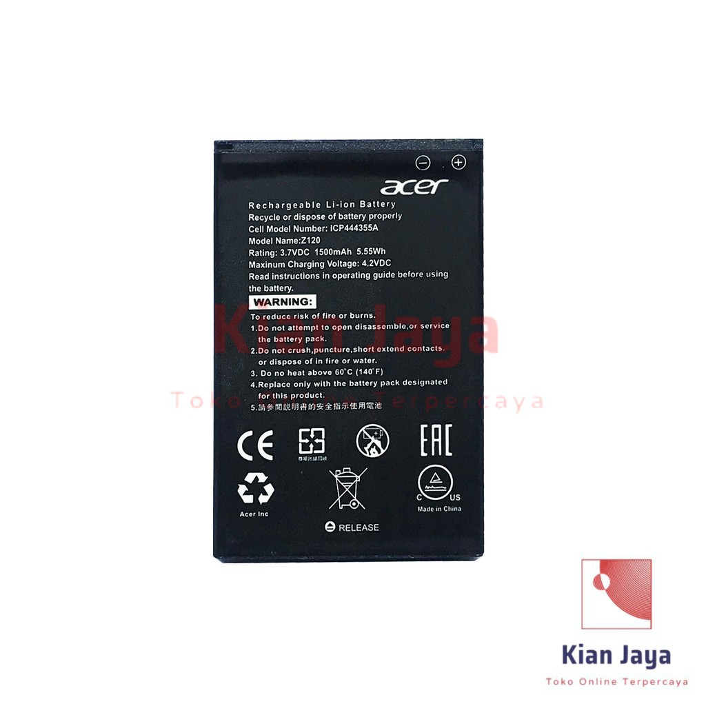 Baterai Handphone Acer Z120, Z110, Z2, BAT-A510 Original OEM Batrai Batre Battery