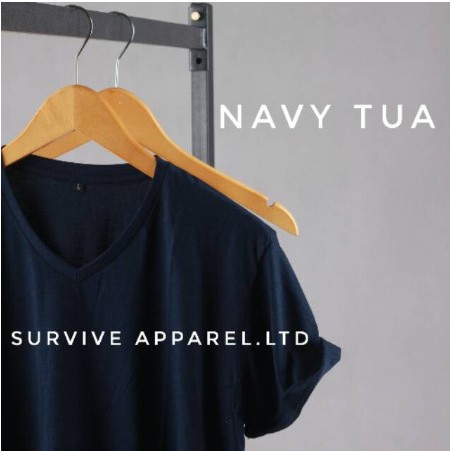 KATUN BAMBU NAVY TUA V NECK - KAOS POLOS KATUN BAMBU KERAH V NECK WARNA BIRU NAVY TUA