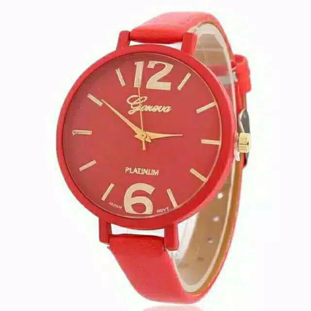 BS201 Jam Tangan Wanita Geneva Quartz Tali Kulit Imitasi Ramping Jam tangan murah (DI JAMIN HIDUP)