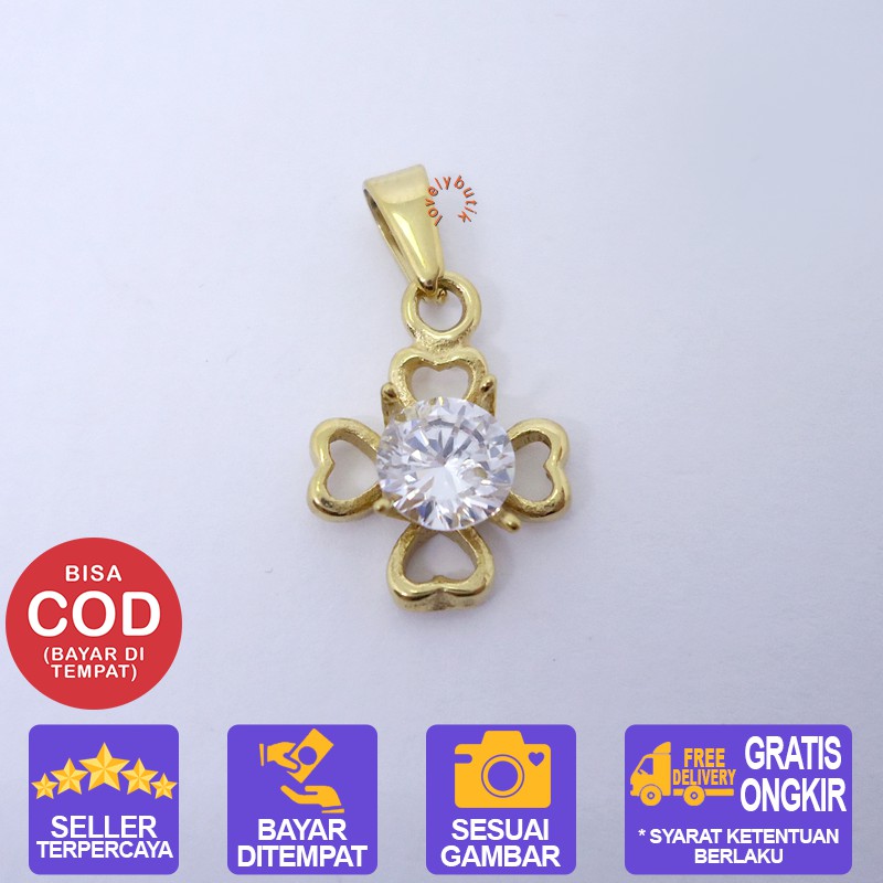 Lovelybutik Liontin Titanium Anti Karat Anggrek Liontin kalung Titanium Model Mata 1 Zirconia