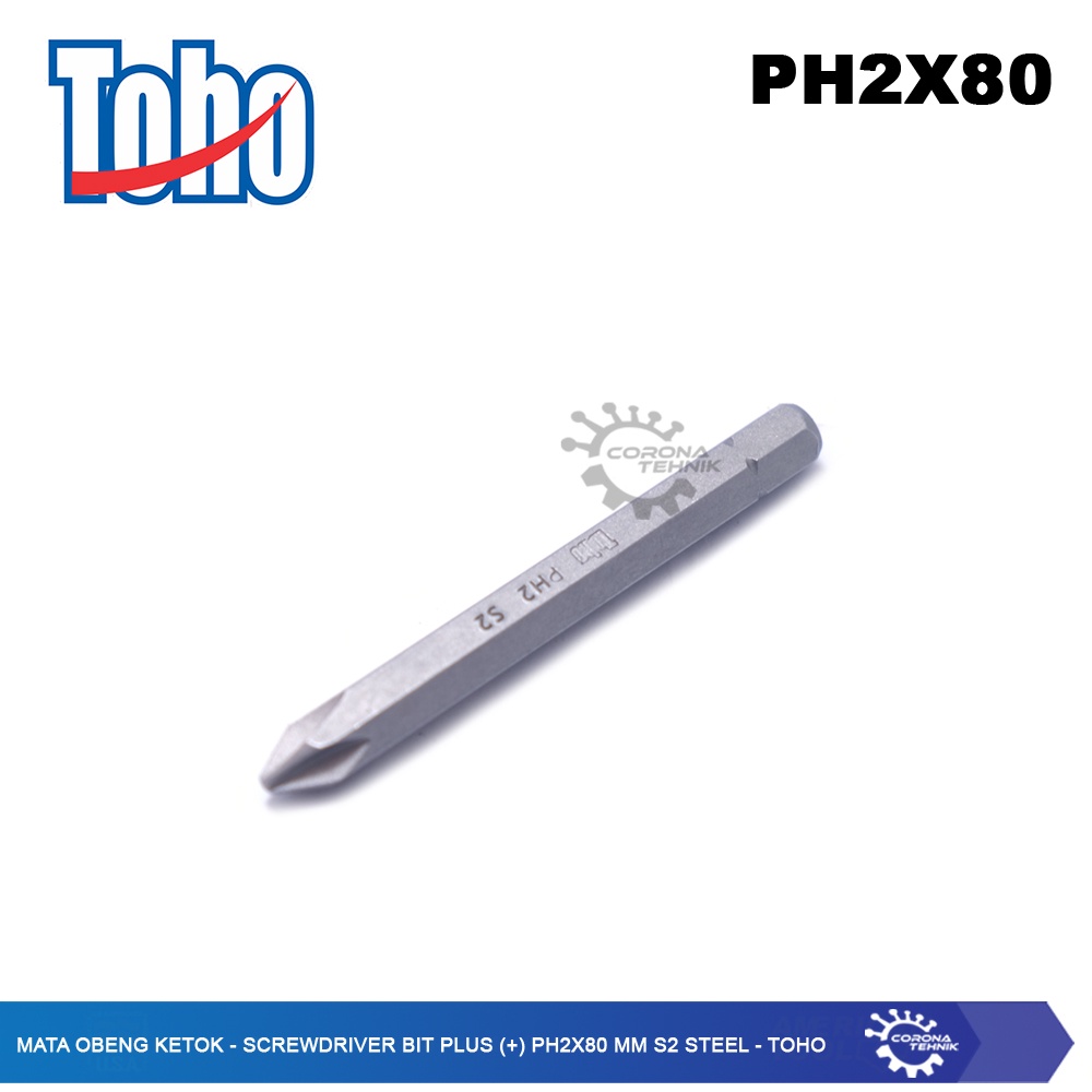 Toho - Mata Obeng Ketok - Screwdriver Bit Plus (+) PH2x80 mm S2 Steel