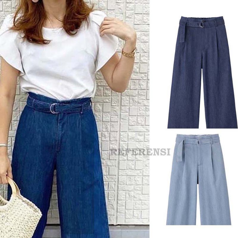 Gu belt hw 7/8 pants kulot