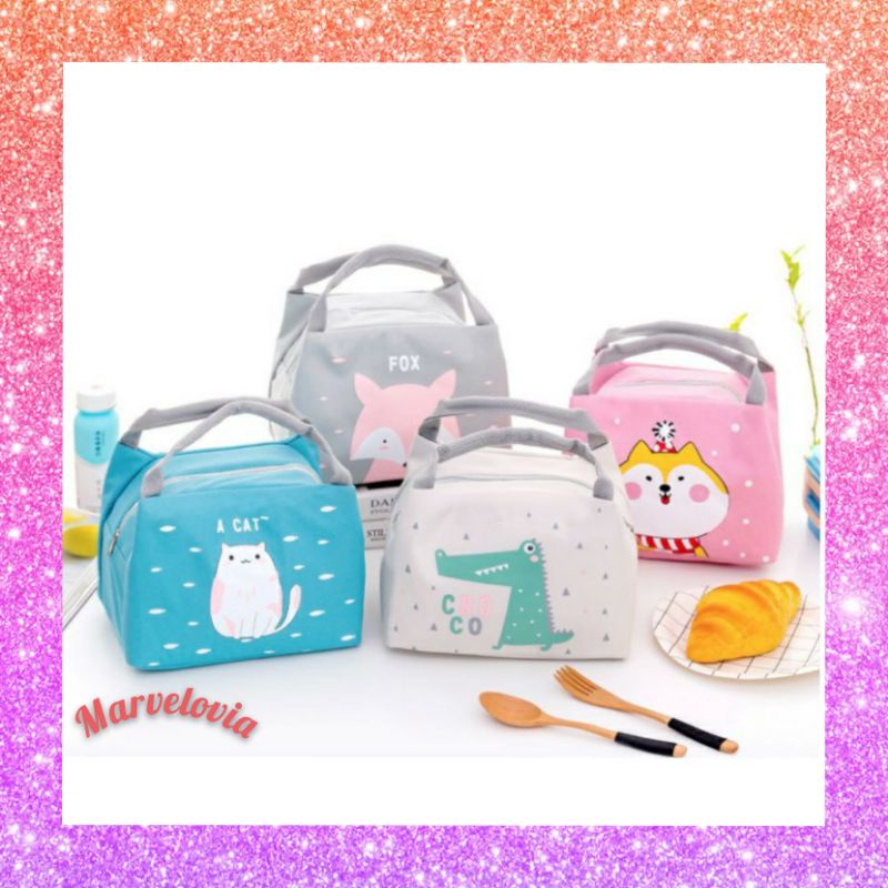 Tas Bekal Karakter / Cooler lunch Bag / Tas Bekal Anak / Tempat Bekal Motif kartun Korea Lucu COD