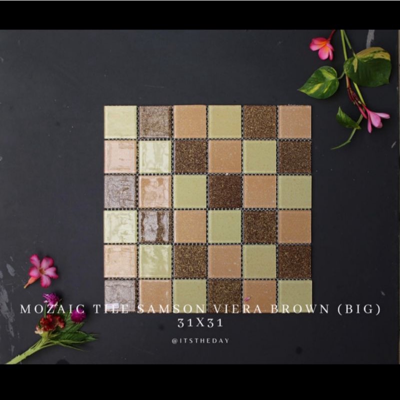 Mosaic Tile Mozaik Kaca Samson Viera Brown (Big) 31 x 31 CM Mosaic Backsplash Kitchen Kamar Mandi Da