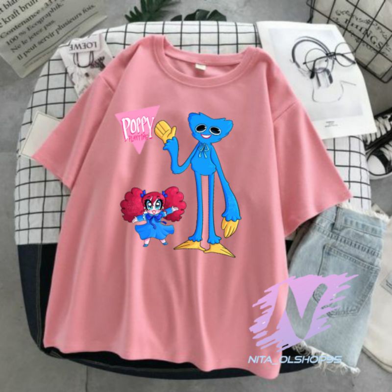 kaos anak huggy wuggy baju animasi lucu huggy poppy