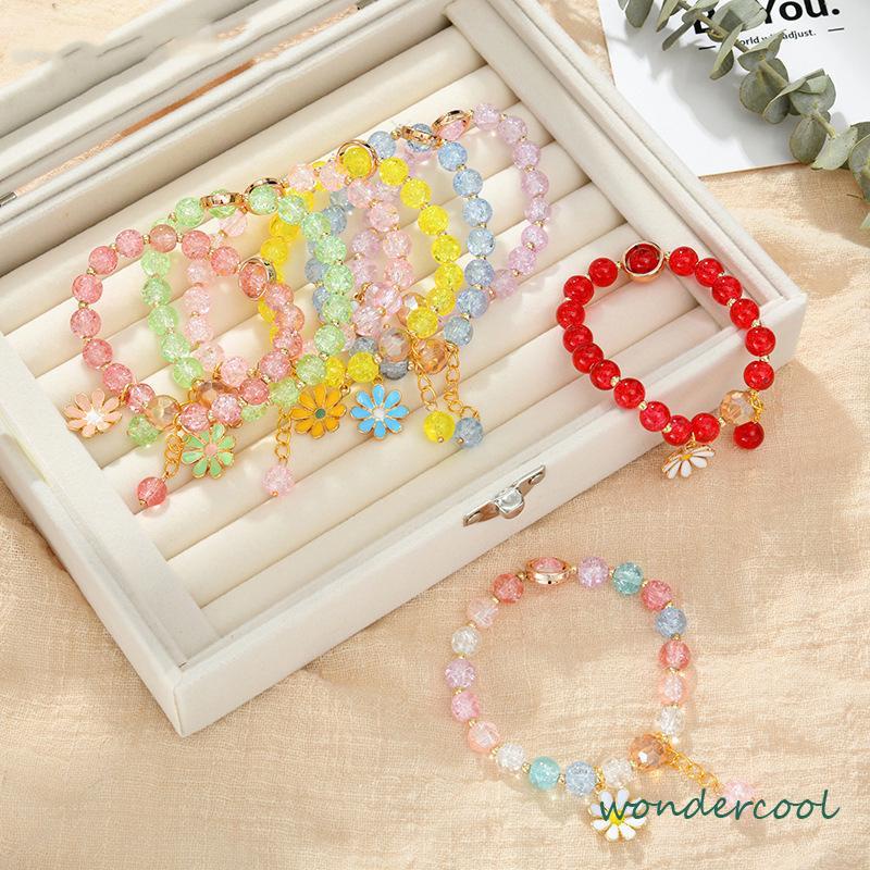 Gelang Rumbai Bunga Daisy Kristal Korea Wanita Gadis Gelang Perhiasan Aksesoris-Won