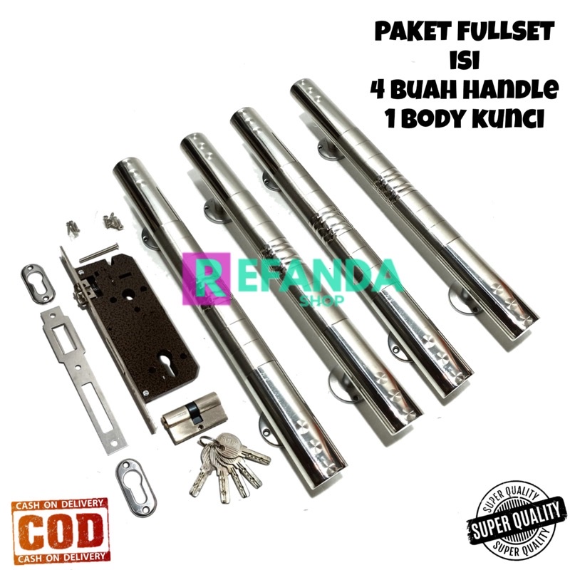 2set/4biji handle tarikan gagang pegangan pintu rumah panjang 33cm bahan stainless steel anti karat 