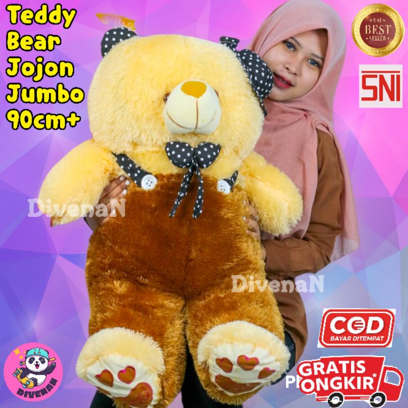 Boneka jumbo teddy bear jojon warna coklat lucu lembut / boneka beruang besar SNI