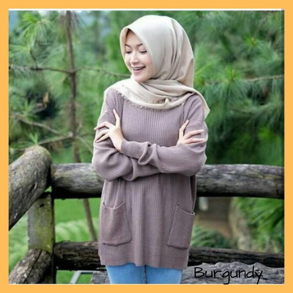 POCKY SWEATER /SWEATER RAJUT OVERSIZE / SWEATER POCKET WANITA / POCKY SAKU / BLOUSE WANITA OVERSIZE /SWEATER RAJUT WANITA