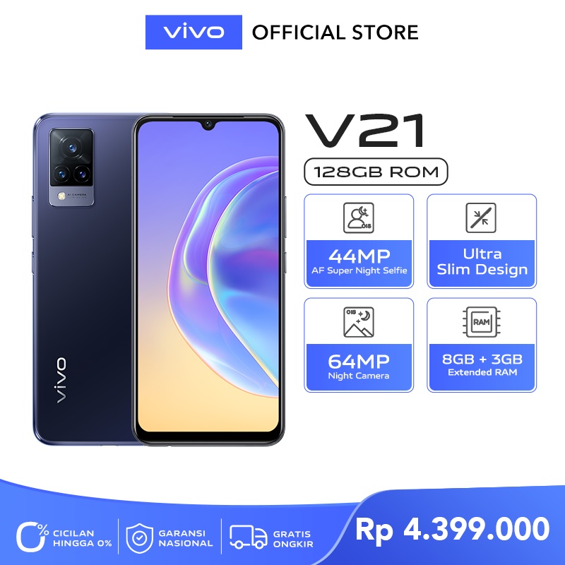HANDPHONE BARU VIVO V21 4G RAM 8/128GB & 8/256GB GARANSI RESMI