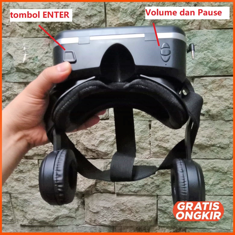 Kacamata VR Box Virtual Reality dengan Headphone