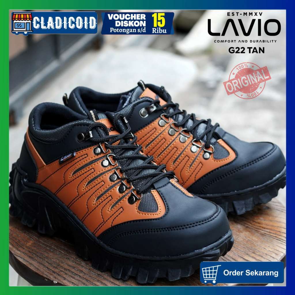 SEPATU SAFETY PRIA UJUNG BESI BOOTS PENDEK KERJA LAPANGAN PROYEK TOURING SEFTY LAVIO G22 ORIGINAL