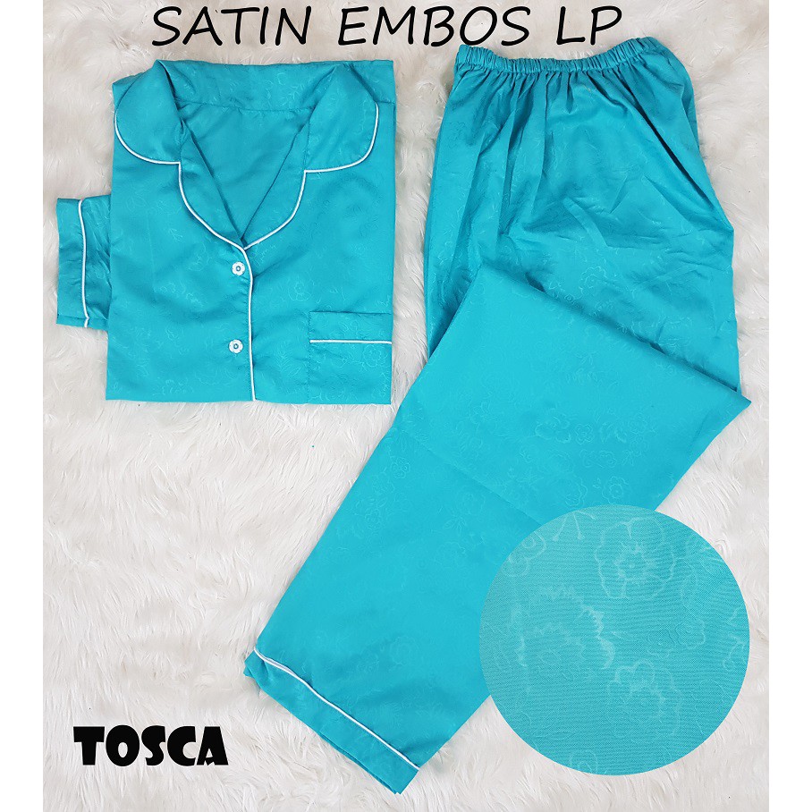 Rottenklass LP Piyama Saten Sleepwear Stelan Baju Tidur Lengan Panjang Celana Panjang Satin Embos-1