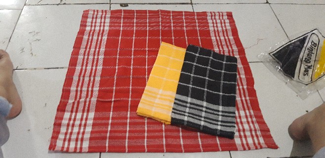 Murah 3pc Lap Piring Kotak / Serbet / Lap Piring Warna Terang