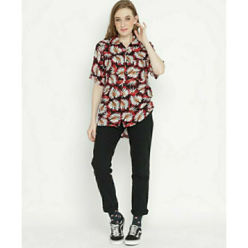 T-shirt Kemeja Hawaii Erigo Reckin Black