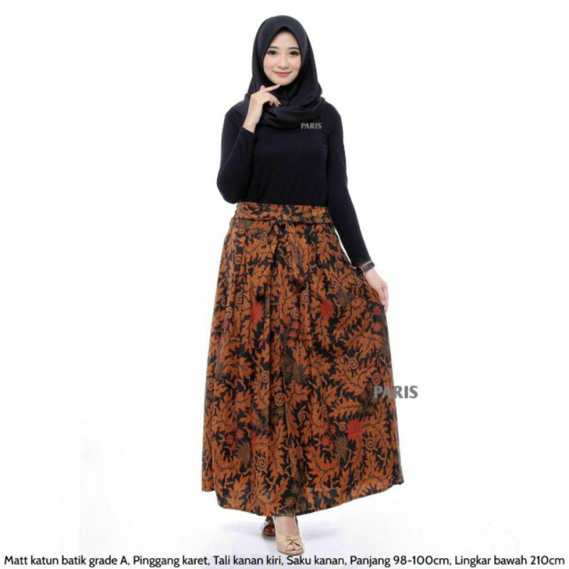 Rok Katun Motif Batik Wanita Remaja Dewasa Panjang Jumbo Fashion Muslim Kekinian Terbaru Pekalongan-C