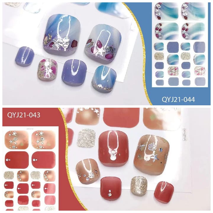 1 SET SEPASANG STIKER KUKU KAKI NAIL STICKER FEET TOE NAILS STIKER 3D TIMBUL PREMIUM DESAIN STIKER KUKU